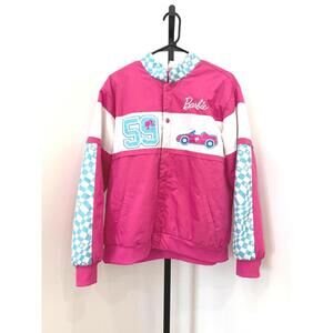 Barbie Pink and Blue Racing Jacket with Checkered Sleeves Spirit